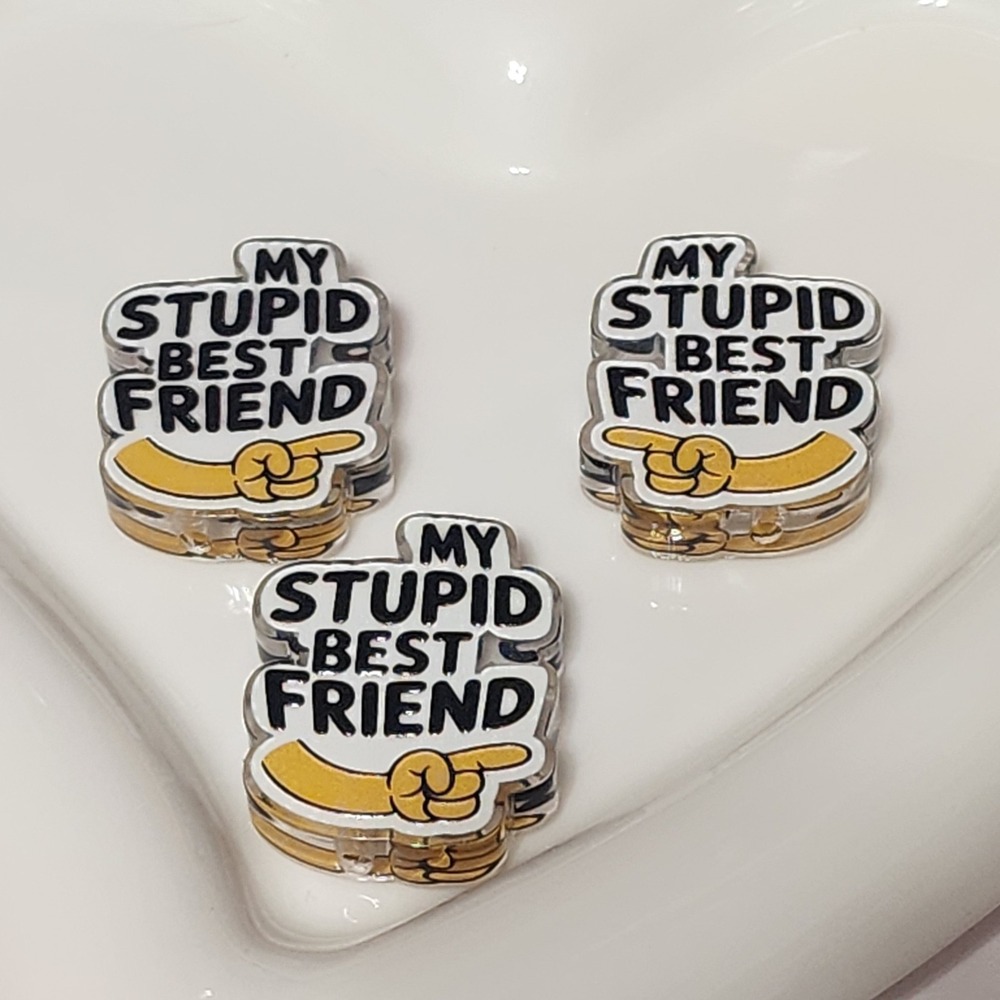 My Stupid best Friend Beads 2 Pcs Focal Bead Beaded Pen Jewelry Making Acrylic
